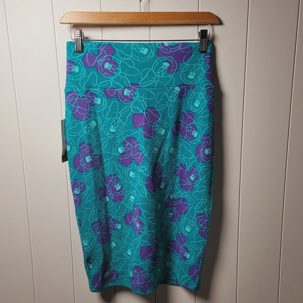 Lularoe Disney Minnie Mickey Skirt Blue Purple Stretch Size XS New